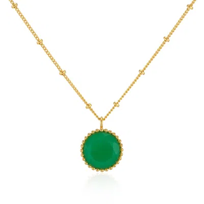 Auree Jewellery Women's Gold / Green Barcelona May Birthstone Necklace Chrysoprase In Multi