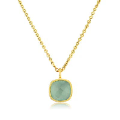Auree Jewellery Women's Gold / Green / Blue Brooklyn Gold Vermeil & Aqua Chalcedony Necklace