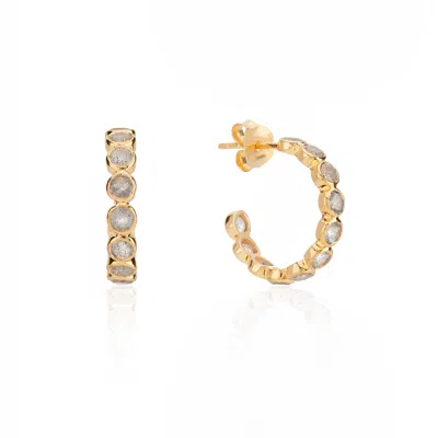 Auree Jewellery Women's Gold / Green / Grey Ortigia Labradorite & Gold Vermeil Half Hoop Earrings