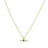 Auree Jewellery Women's Gold / Green Havana Gold & Apple Green Enamel T-bar Necklace