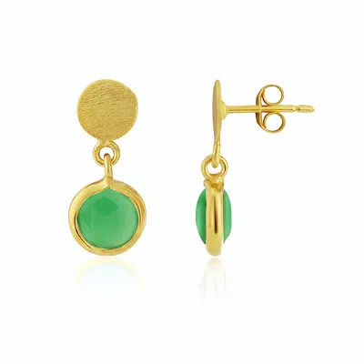 Auree Jewellery Women's Gold / Green Salina Gold Vermeil Disc & Chrysoprase Green Earrings