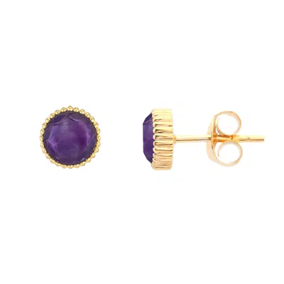 Auree Jewellery Women's Gold / Pink Barcelona February Birthstone Stud Earrings - Gold, Pink & Purple In Multi