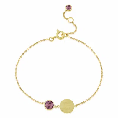 Auree Jewellery Women's Gold / Pink / Purple Bali 9ct Gold February Birthstone Bracelet Amethyst