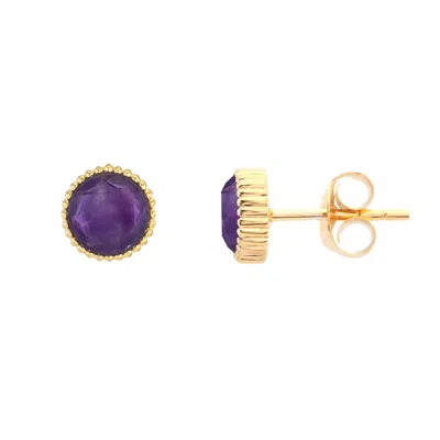 Auree Jewellery Women's Gold / Pink / Purple Barcelona February Birthstone Stud Earrings - Gold, Pink & Purple