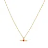 Auree Jewellery Women's Gold / Red Havana Gold & Tomato Red Enamel T-bar Necklace