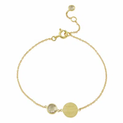 Auree Jewellery Women's Gold / White Bali 9ct Gold April Birthstone Bracelet White Topaz