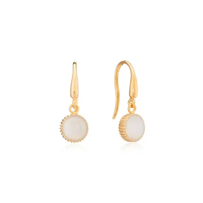 Auree Jewellery Women's Gold / White Barcelona June Birthstone Hook Earrings Moonstone