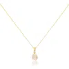 Auree Jewellery Women's Gold / White Drayton White Pearl & Cubic Zirconia Yellow Gold Vermeil Oval Pendant In Multi
