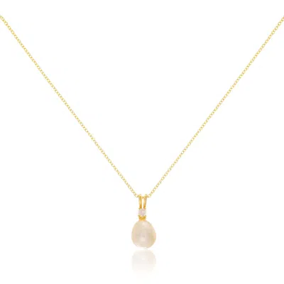 Auree Jewellery Women's Gold / White Drayton White Pearl & Cubic Zirconia Yellow Gold Vermeil Oval Pendant In Multi