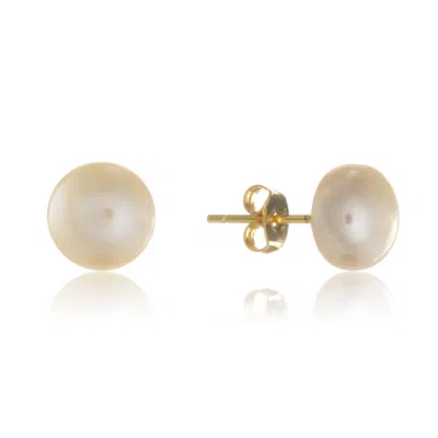 Auree Jewellery Women's Gold / White Molina White Freshwater Pearl & Yellow Gold Vermeil Stud Earrings