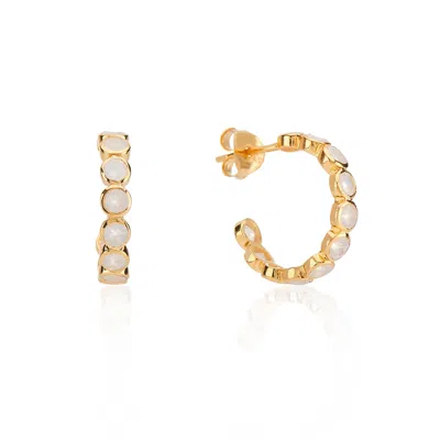 Auree Jewellery Women's Gold / White Ortigia Moonstone & Gold Vermeil Half Hoop Earrings