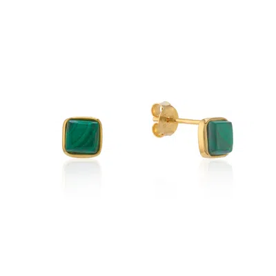 Auree Jewellery Women's Green Aurora Malachite & Gold Vermeil Square Stud Earrings