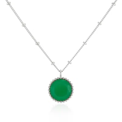 Auree Jewellery Women's Green Barcelona Silver May Birthstone Necklace Chrysoprase