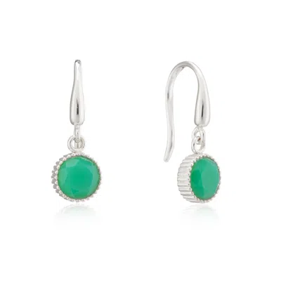 Auree Jewellery Women's Green Barcelona Silver May Chrysoprase Birthstone Hook Earrings