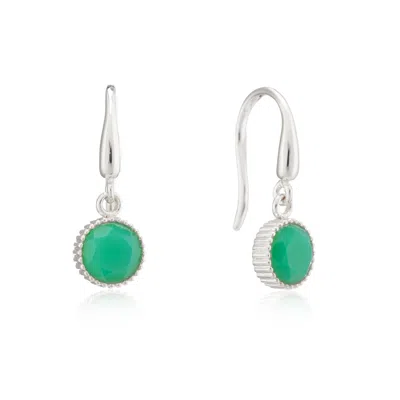 Auree Jewellery Women's Green Barcelona Silver May Chrysoprase Birthstone Hook Earrings In Metallic