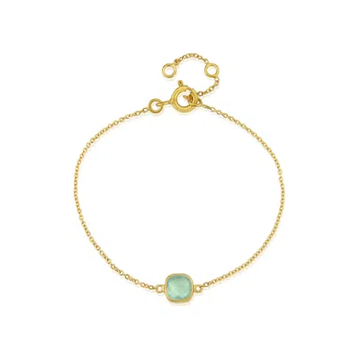 Auree Jewellery Women's Green / Blue / Gold Brooklyn Aqua Chacledony & Gold Vermeil Bracelet