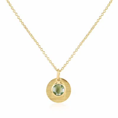 Auree Jewellery Women's Green / Gold Bali 9ct Gold August Birthstone Necklace Green Amethyst In Gray