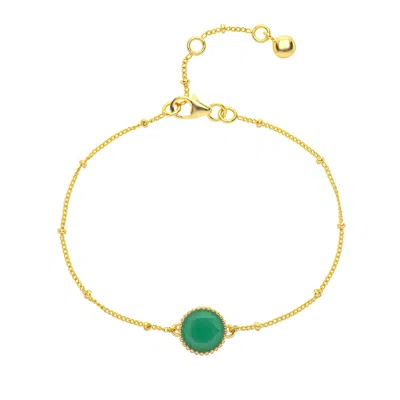 Auree Jewellery Women's Green / Gold Barcelona May Birthstone Bracelet - Chrysoprase