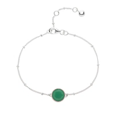 Auree Jewellery Women's Green / Silver Barcelona Silver May Birthstone Bracelet Chrysoprase In Metallic