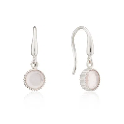 Auree Jewellery Women's Pink Barcelona Silver October Rose Quartz Birthstone Hook Earrings
