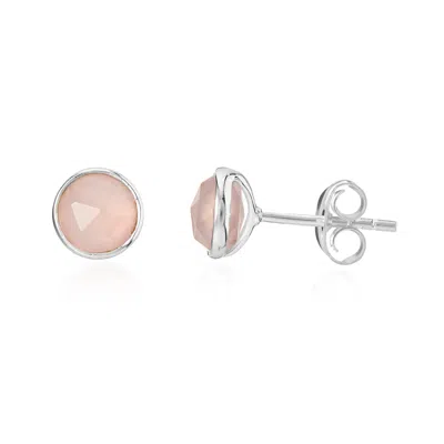 Auree Jewellery Women's Pink / Silver Savanne Sterling Silver & Pink Chalcedony Stud Earrings In Multi