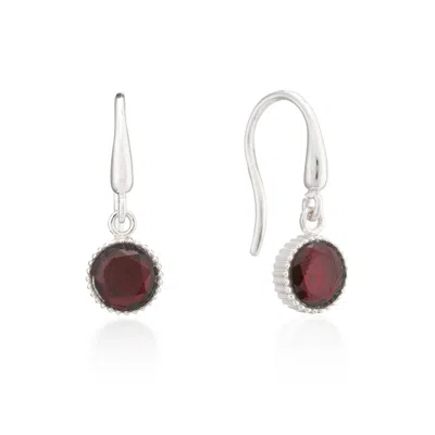 Auree Jewellery Women's Red Barcelona Silver January Garnet Birthstone Hook Earrings In Metallic