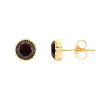 Auree Jewellery Women's Red / Gold Barcelona January Garnet Birthstone Stud Earrings In Burgundy