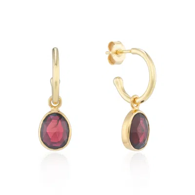 Auree Jewellery Women's Red Manhattan Gold & Garnet Interchangeable Gemstone Drop Earrings