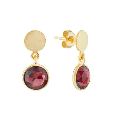 Auree Jewellery Women's Red Salina Gold Vermeil Disc & Garnet Earrings
