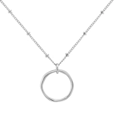 Auree Jewellery Women's Ronda Round Sterling Silver Pendant With A 16-18" Beaded Chain In Metallic
