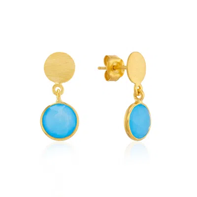 Auree Jewellery Women's Salina Gold Vermeil & Blue Chalcedony Disc Earrings