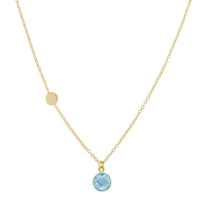 Auree Jewellery Women's Salina Gold Vermeil Disc & Blue Topaz Necklace