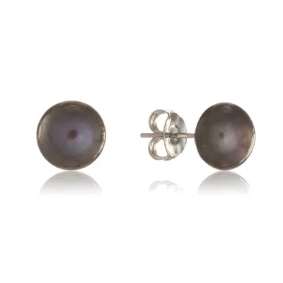 Auree Jewellery Women's Silver / Black Molina Black Freshwater Pearl Stud Earrings In Metallic