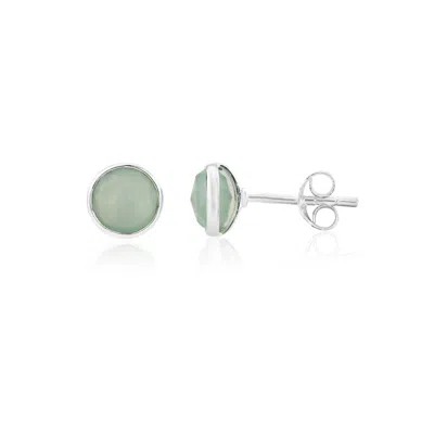 Auree Jewellery Women's Silver / Blue Savanne Sterling Silver & Aqua Chalcedony Stud Earrings In Green