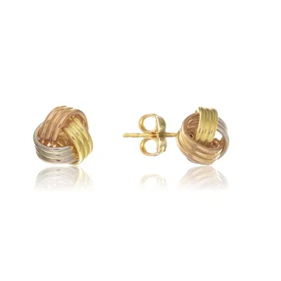 Auree Jewellery Women's Silver / Gold / Rose Gold Walton 9ct Three Colour Gold Knot Earrings