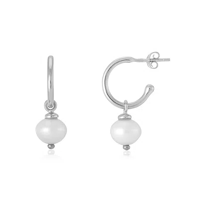 Auree Jewellery Women's Silver / Neutrals Manhattan Silver & Freshwater Pearl Interchangeable Hoops Earrings In Metallic