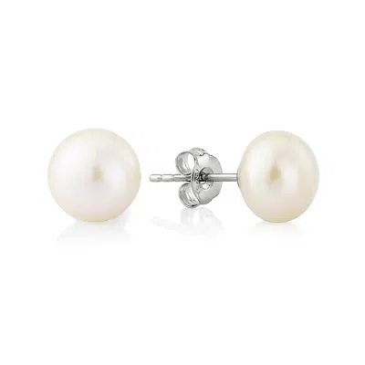 Auree Jewellery Women's Silver / White Molina White Pearl Stud Earrings In Metallic