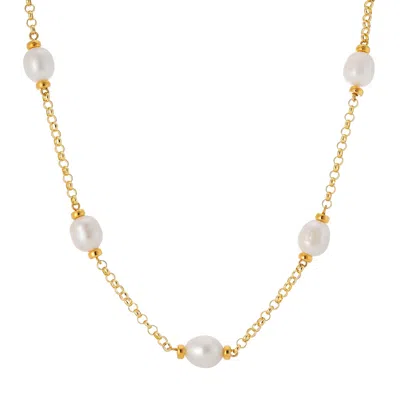 Auree Jewellery Women's White / Gold Courtfield Freshwater Pearl & Yellow Gold Vermeil Necklace In Multi