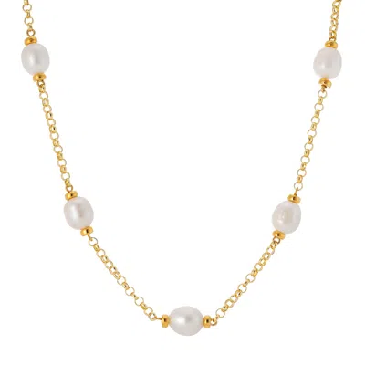 Auree Jewellery Women's White / Gold Courtfield Freshwater Pearl & Yellow Gold Vermeil Necklace