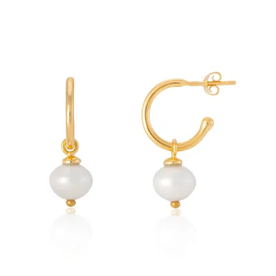 Auree Jewellery Women's White / Gold Manhattan Gold & Freshwater Pearl Interchangeable Hoop Earrings