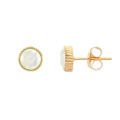 Auree Jewellery Women's White / Gold / Neutrals Barcelona June Birthstone Stud Earrings - Moonstone In Multi