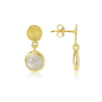 Auree Jewellery Women's White / Gold Salina Moonstone & Gold Vermeil Disc Earrings In Multi
