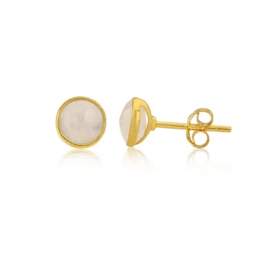 Auree Jewellery Women's White / Gold Savanne Gold Vermeil & Moonstone Stud Earrings