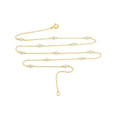 Auree Jewellery Women's White / Gold Sofia 18ct Yellow Gold Vermeil & Cubic Zirconia 18" Necklace