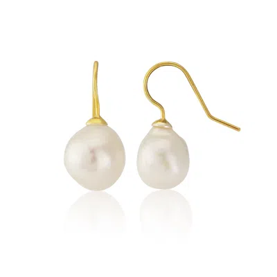 Auree Jewellery Women's White / Gold Triora Baroque White Pearl & Gold Vermeil Drop Earrings