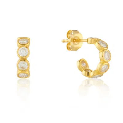 Auree Jewellery Women's White Ortigia Mini Moissanite & Gold Vermeil Hoop Earrings