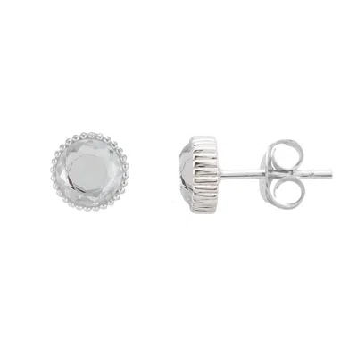 Auree Jewellery Women's White / Silver Barcelona Silver April Birthstone Stud Earrings Crystal In Multi