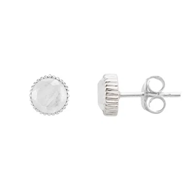 Auree Jewellery Women's White / Silver Barcelona Silver June Birthstone Stud Earrings Moonstone In Multi