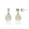 Auree Jewellery Women's White / Silver Drayton White Pearl & Cubic Zirconia Sterling Silver Oval Drop Earrings In Multi