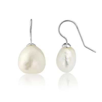 Auree Jewellery Women's White / Silver Triora Baroque White Pearl & Sterling Silver Drop Earrings In Metallic